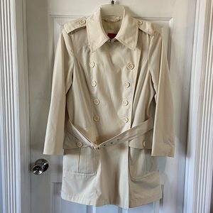 Esprit Trench Coat Off White Button Up Belted Size M